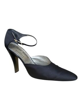 Robert Clergerie Barney's NY Black Satin  Mirror High Heel Mary Jane Pumps Shoes